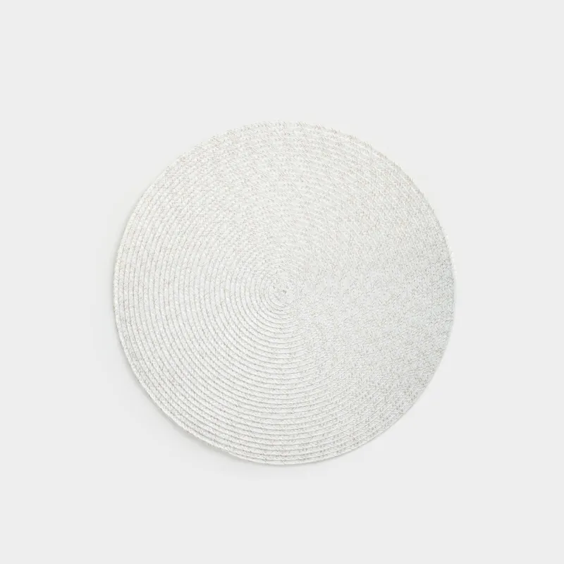 Placemat, 38 cm, polyester, round, milky, Ring mix