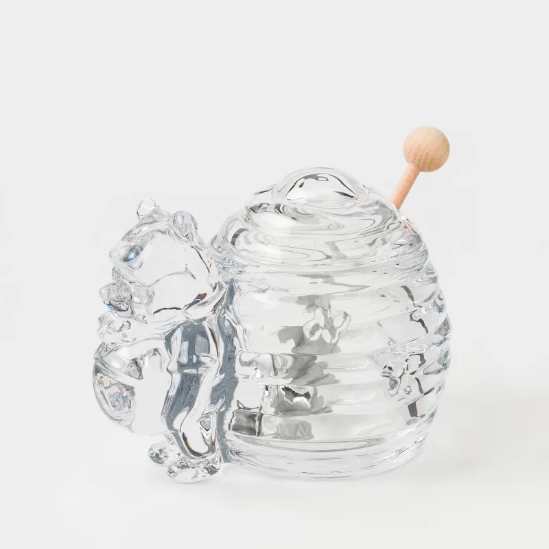 Honey jar, 270 ml, with spoon, glass/tree, Bear, Honey
