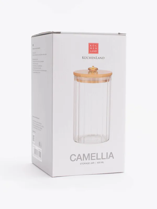 Can for bulk products, 800 ml, glass B / bamboo, Camellia, image-6