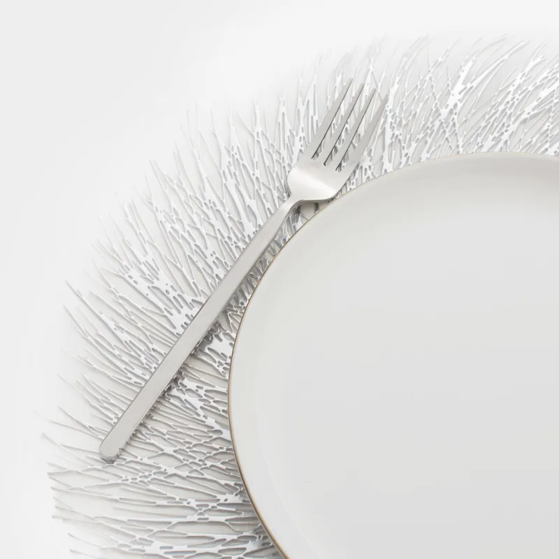 Placemats, 38 cm, PVC, round, silver, Azhur Grid, image-5