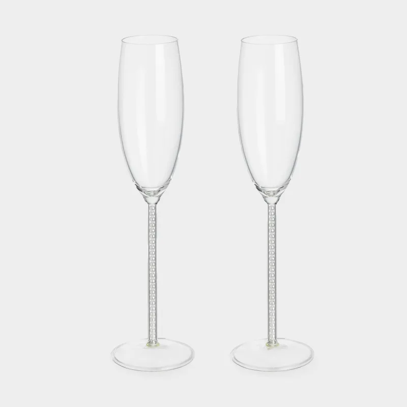 Drinking glass, 200 ml, 2 pcs, with pearls, glass / plastic, Crystal pearl