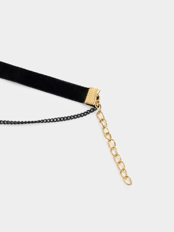 Choker, 29 cm, velvet/metal, black, Heart, Heart, image-4