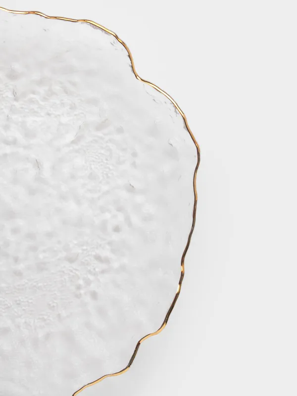 Dish, 26 cm, glass, with golden edging, Nautilus gold, image-5