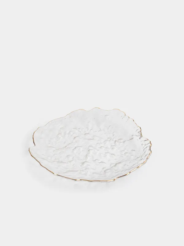 Dish, 30 cm, glass, with golden edging, Nautilus gold, image-2