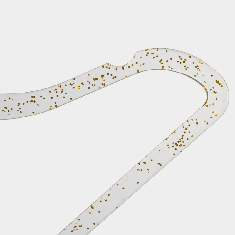 Hanger-hangers, 30 cm, 3 pcs, children's, plastic, transparent with golden sequins, Shimmer, image-2