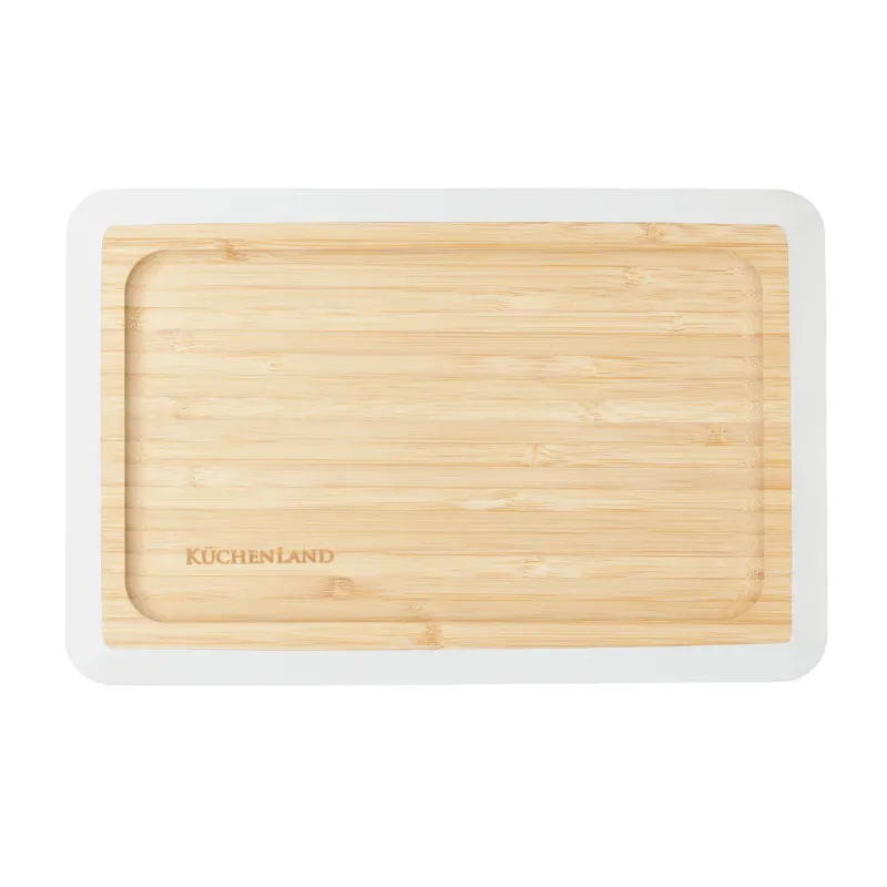 Dish, 24x16 cm, bamboo, rectangular, grey edging, Bamboo soft