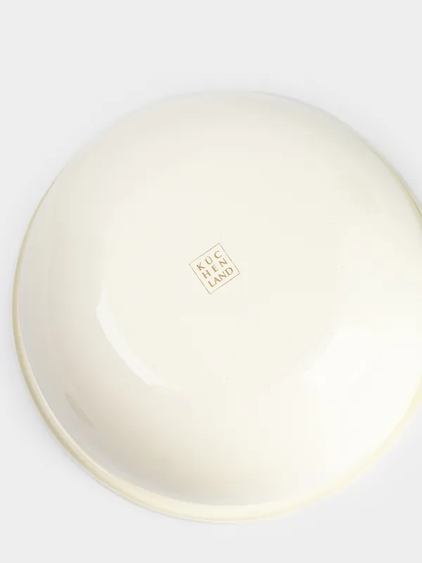 Bowl, 2.4 l, enameled metal, milky, with golden edging, House, Enamel, image-3