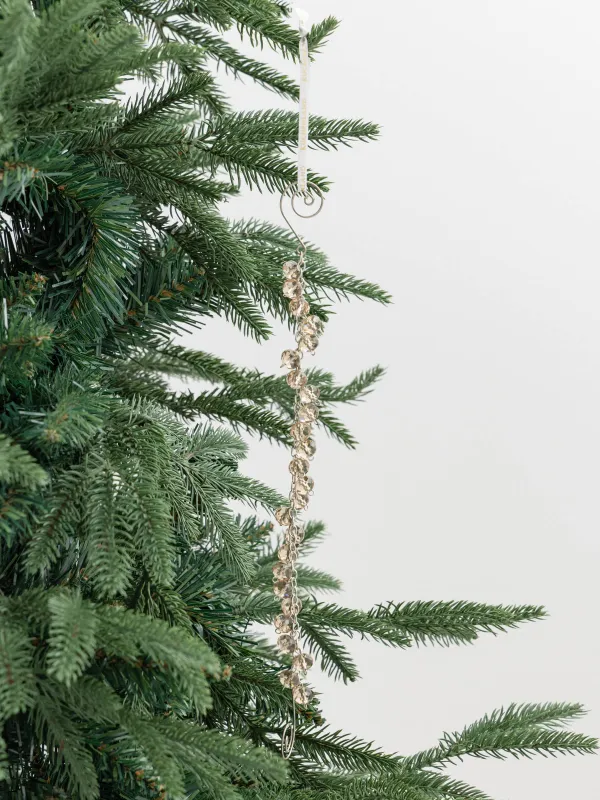 Christmas tree toy, 30 cm, glass / metal, Amber, Chain, Ice crystal, image-3