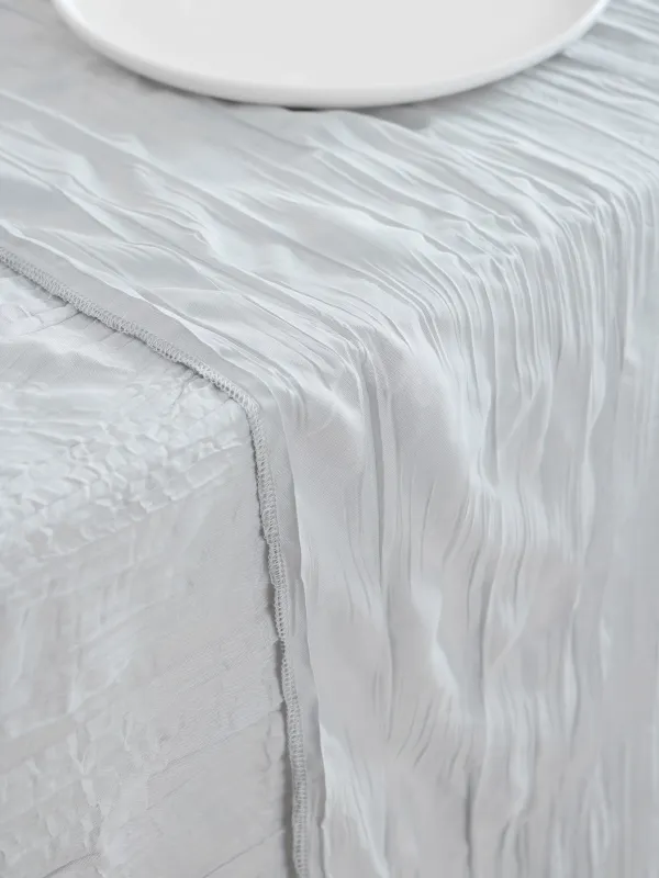 Table runner, 40x160 cm, polyester, light gray, Crumpled effect, Dented, image-3