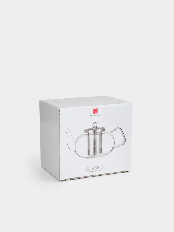 Teapot, 850 ml, B/steel glass, Classic, image-6