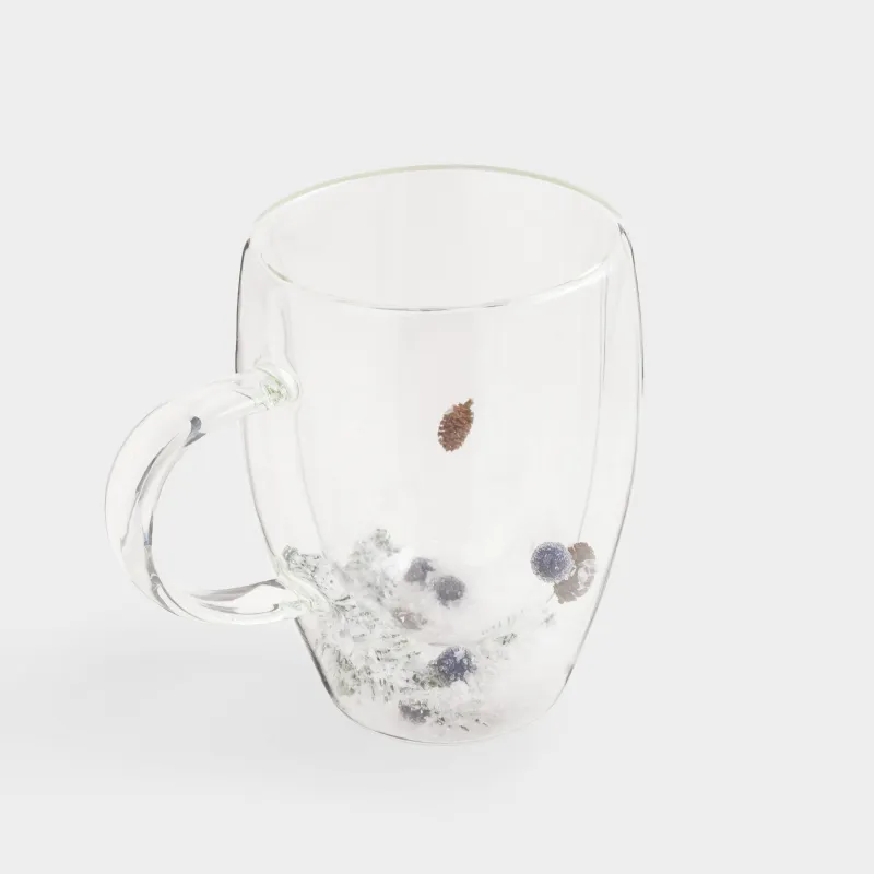 Mug, 330 ml, 2 pcs, B glass, with fir branches, cones and berries inside, Air decor, image-2