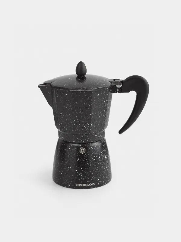 Geyser coffee maker, 300 ml, metal / plastic, black, speckled, Espresso, image-1