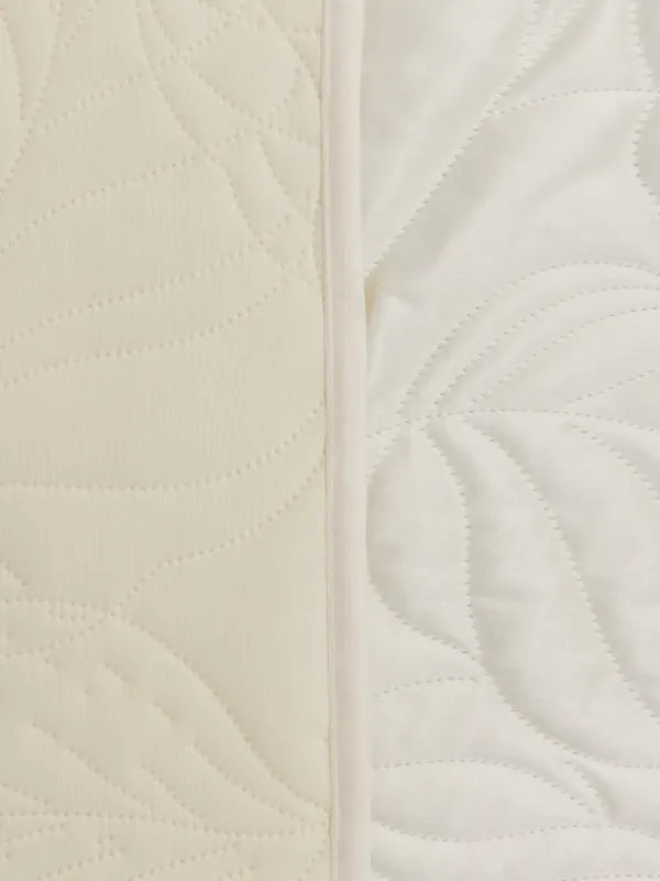 Bedspread, 220x240 cm, quilted, velvet/microfiber, milky, Leaves, Stitch velvet, image-5