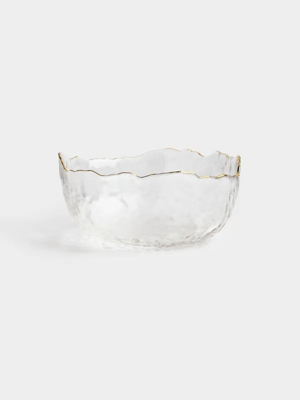 Bowl, 13x6 cm, glass, with golden edging, Nautilus gold, image-0
