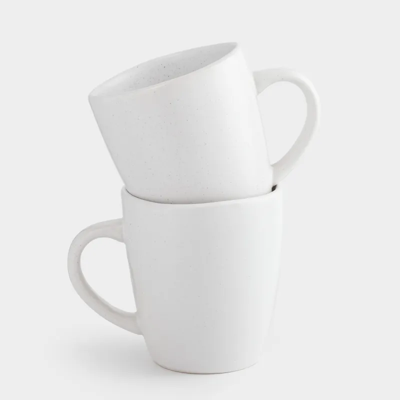 Mug, 470 ml, 2 pcs, ceramic, milky, speckled, Uneven edge, Demicile light