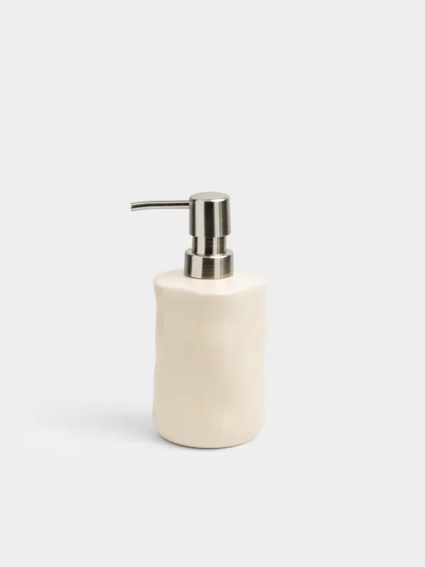 Liquid soap dispenser, 300 ml, porcelain/plastic, milky, Kaolin, image-0
