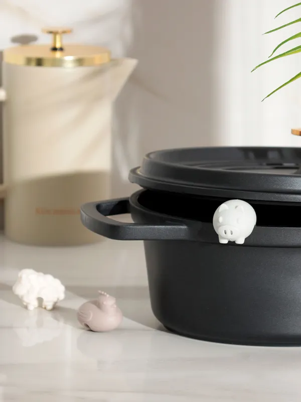 Pot lid holder, 3 pcs, Silicone, Mix, Animals, Soft kitchen, image-3