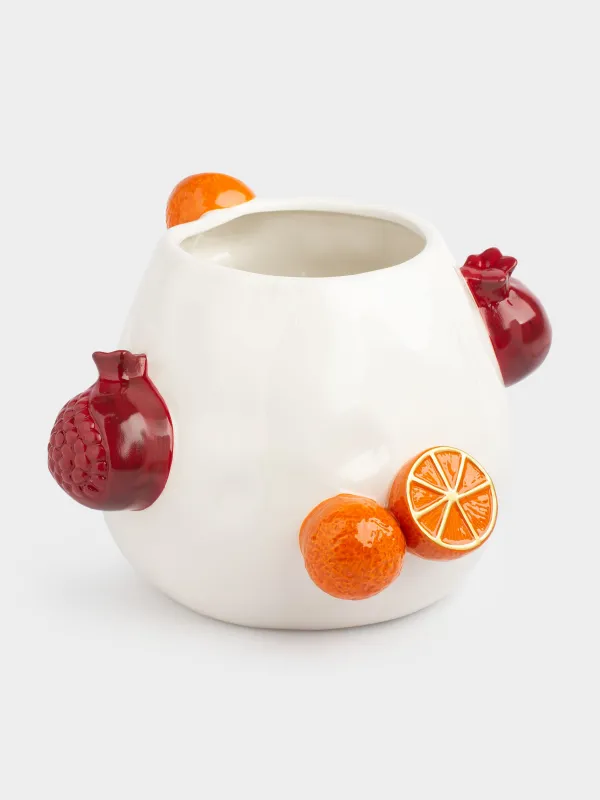 Flower vase, 19 cm, decorative, ceramic, Pomegranates and tangerines, Fruit, image-1