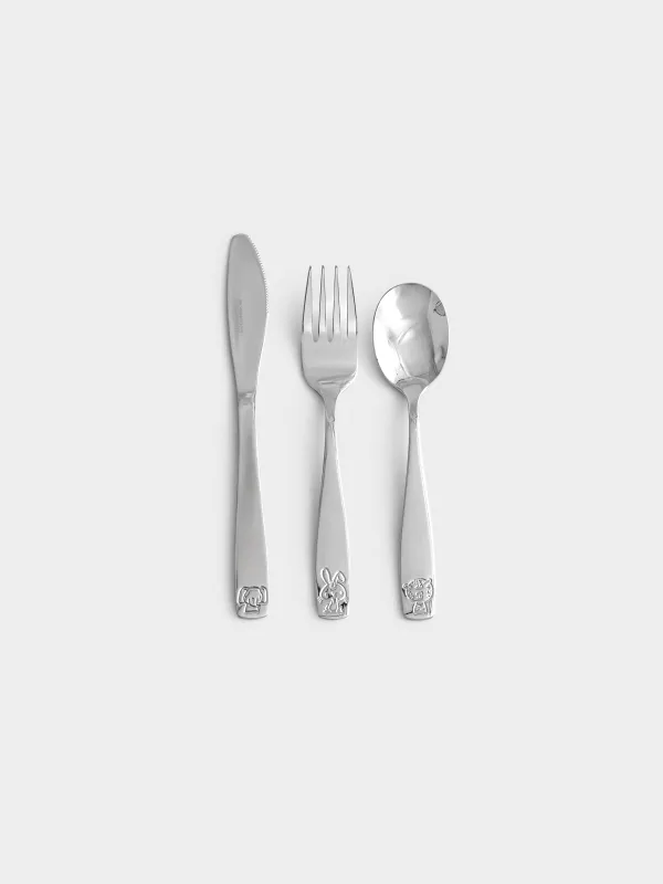 Cutlery, children's, 1 Persian, 3 pr, steel, Animal world, Zoo, image-0