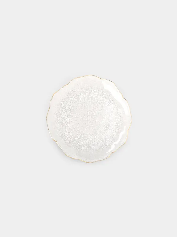 Snack plate, 21 cm, glass, with golden edging, Berg, image-0