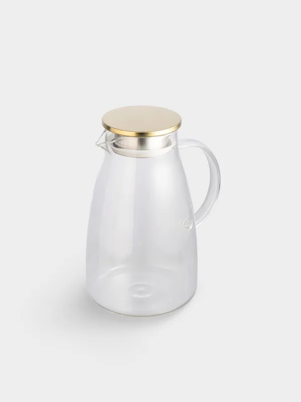 Jug, 2 l, with filter lid, glass B / steel, golden, Classic gold, image-1