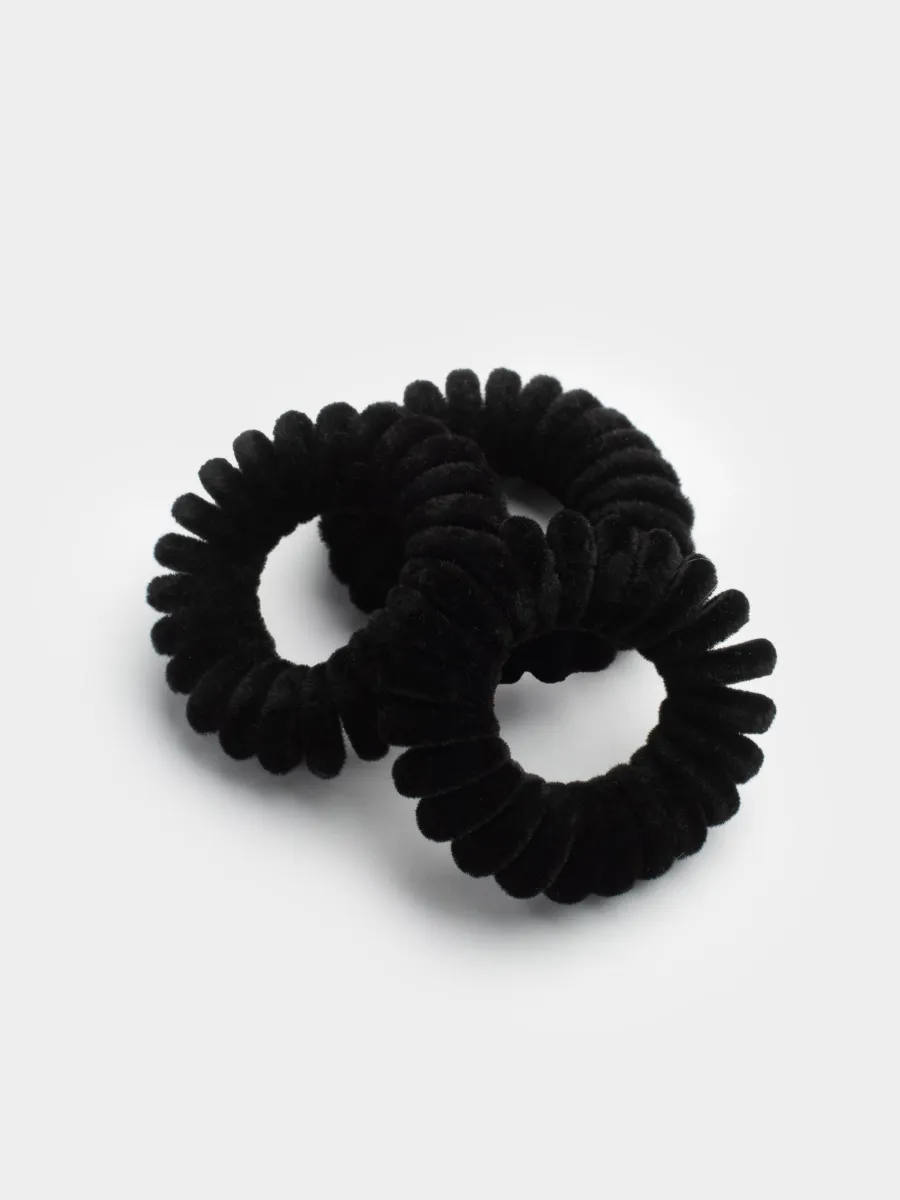 Elastic band for hair, 4 cm, 3 pcs, polyester / TPU, black, Spiral, Helix, image-1