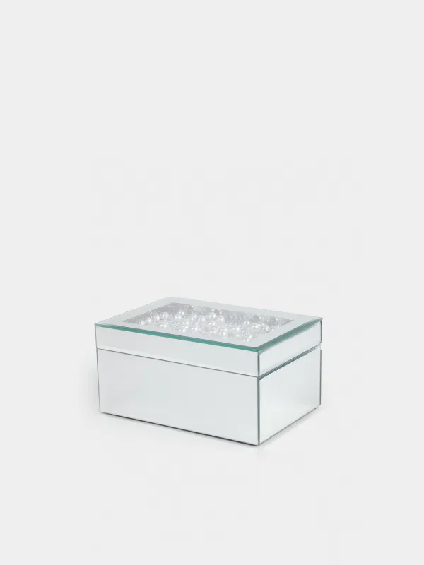 Jewelry box, 20x14 cm, glass, Mirror, Pearls, Glossy, image-0