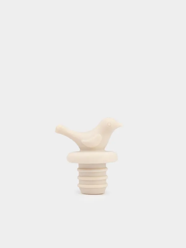 Wine bottle stopper, 5 cm, silicone, beige, Bird, Soft kitchen, image-0