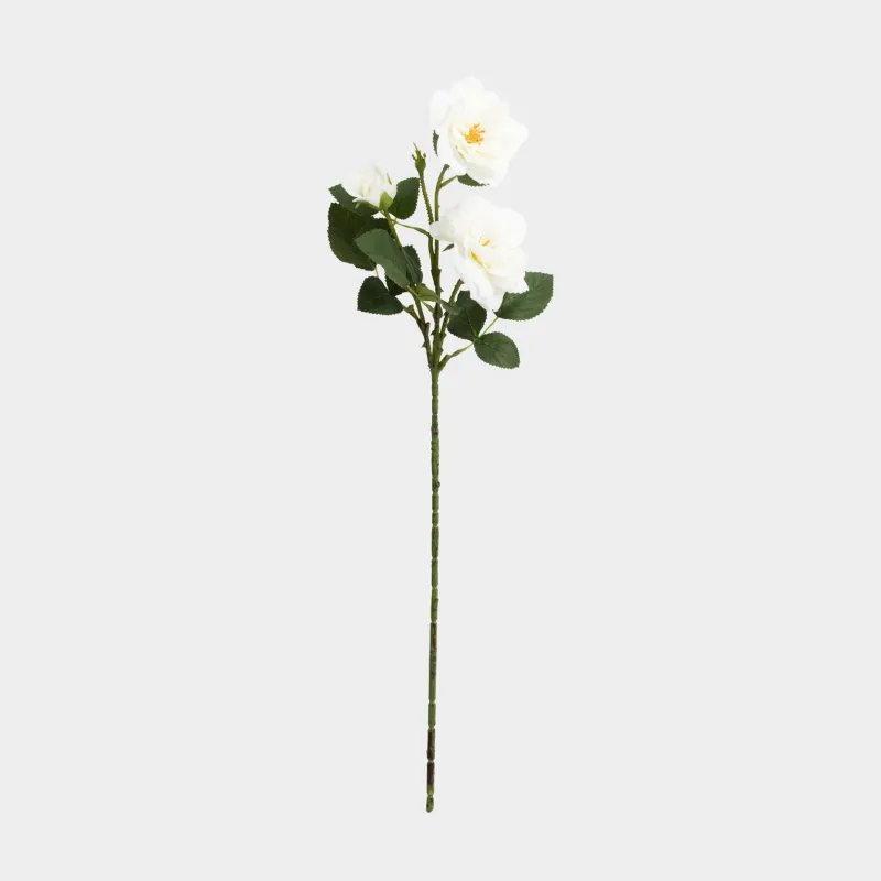 Decorative branch, 70 cm, plastic / polyester, White rose, Flower garden