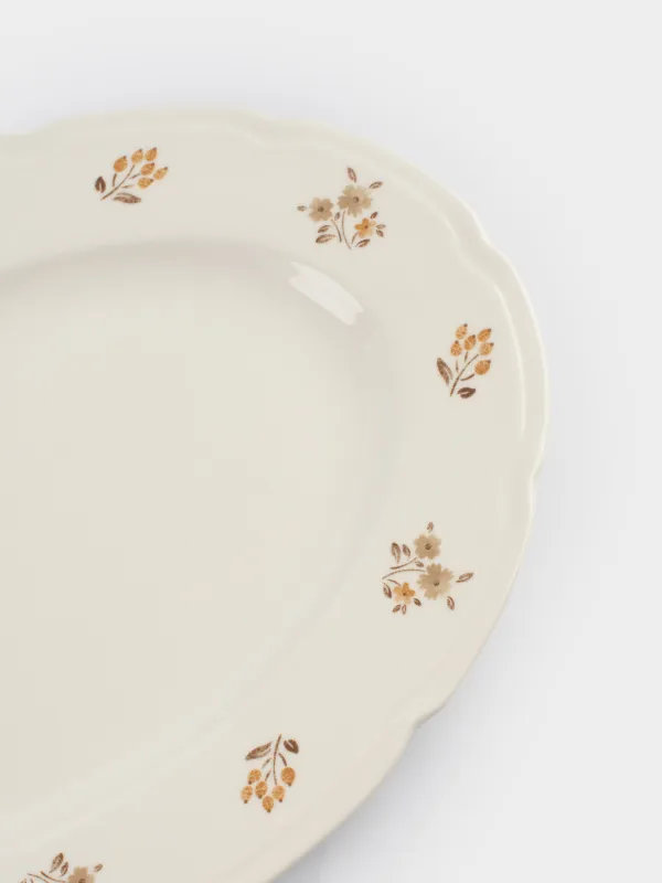 Dish, 35x25 cm, porcelain N, white, oval, Vintage flowers, La flore, image-4