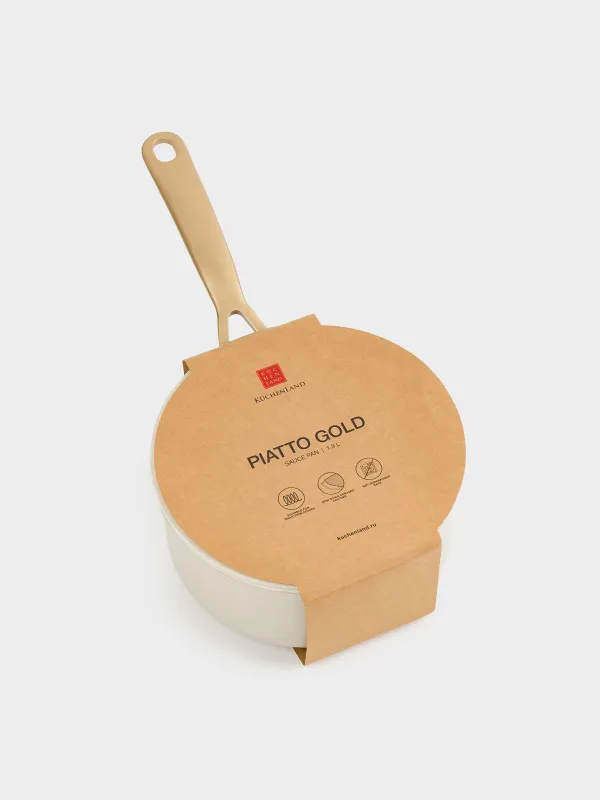 Saucepan, 16 cm, 1.3 l, with lid, coated, aluminum, milky, Piatto gold, image-8