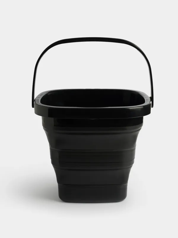 Folding bucket, 5 l, plastic/rubber, square, black, Foldaway black, image-0