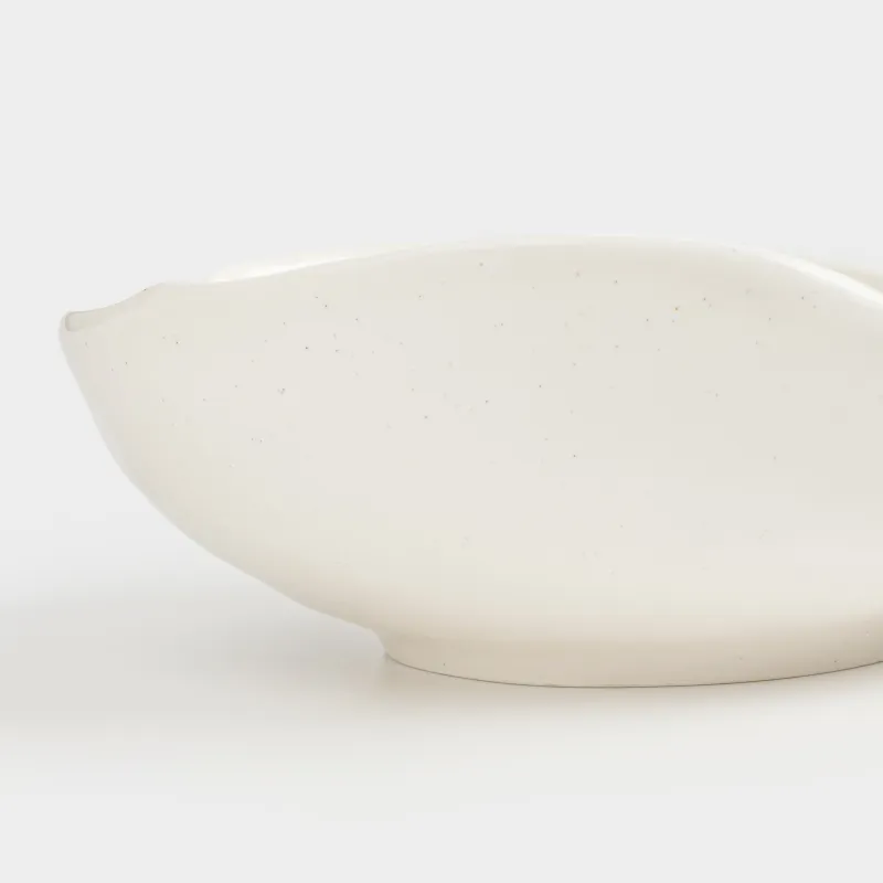 Fruit bowl, 27x9 cm, ceramic, milk, speckled, Uneven edge, Delicia, image-8