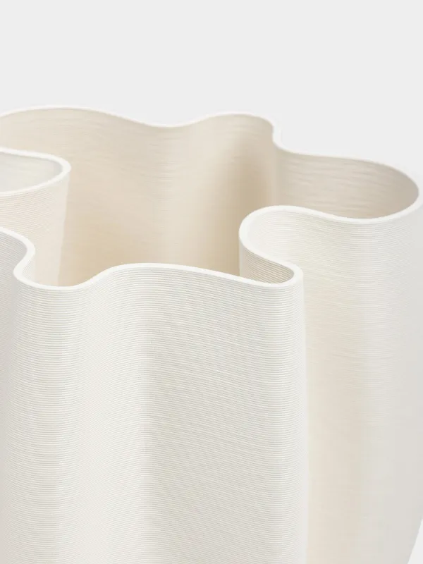 Flower vase, 30 cm, ceramic, white, Bends, Crumple, image-3