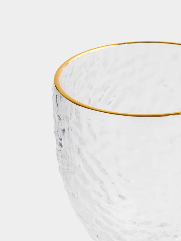 Wine goblet glass, 320 ml, glass, with golden edging, Nautilus Gold, image-4