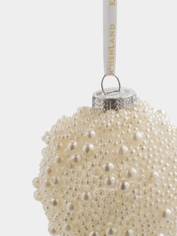 Christmas tree toy, 8 cm, foam/plastic, gold, Ball with glitter, Ball sparkle, image-1