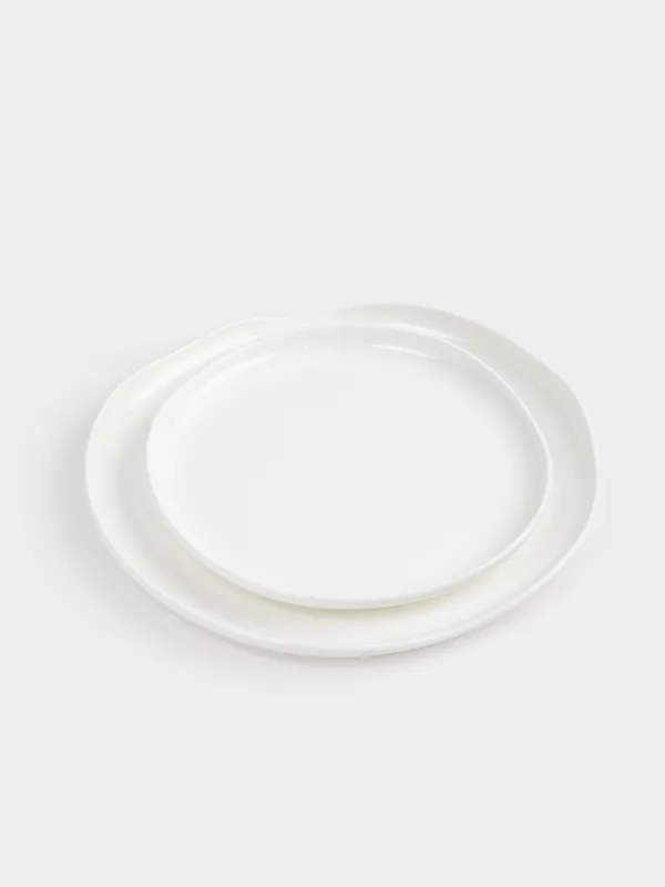 Dining set, 6 persons, 18 items, porcelain F, white, Uneven edge, Vergaleo, image-4