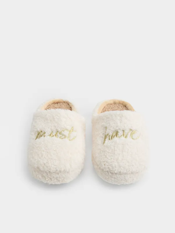 Women's slippers, homewear, size 36-37, fleece / nylon, milky brown, Needed, image-2