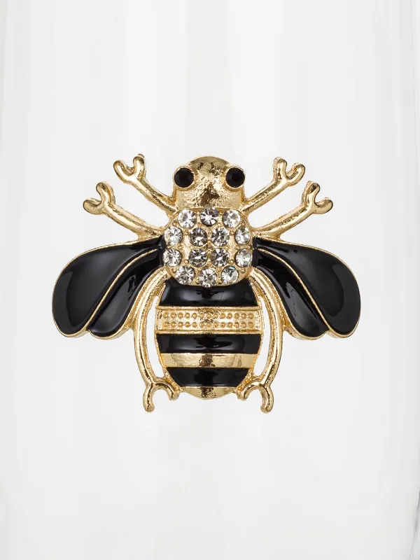 Drinking glass, 10 cm, 450 ml, glass / metal, Bumblebee, Lux elements, image-2