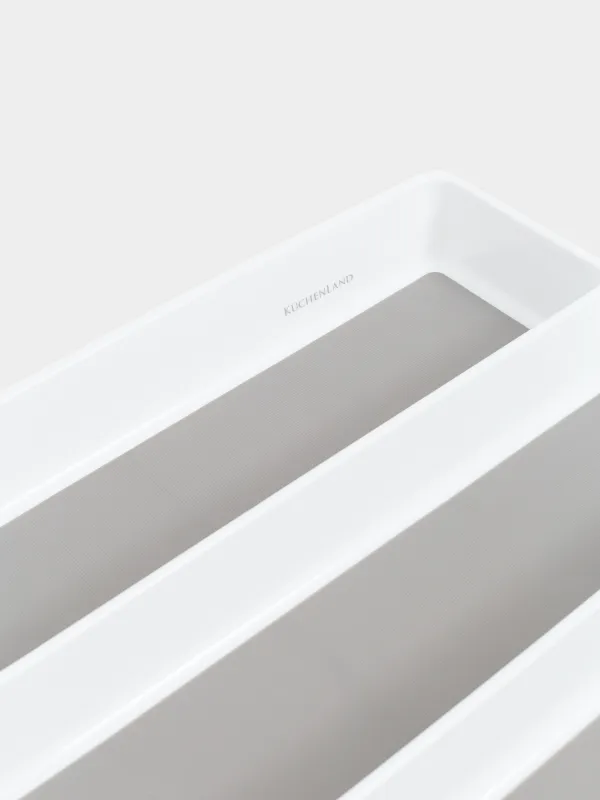 Kitchen accessories tray, 40x33 cm, 3 units, plastic / rubber, white-grey, Non-slip, image-1