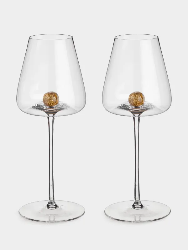 Drinking glass, 480 ml, 2 pcs, Crystal glass, Amber ball, Sorento, image-0