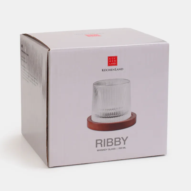 Drinking glass, 9 cm, 260 ml, on a stand, glass R / wood, Ribby, image-4