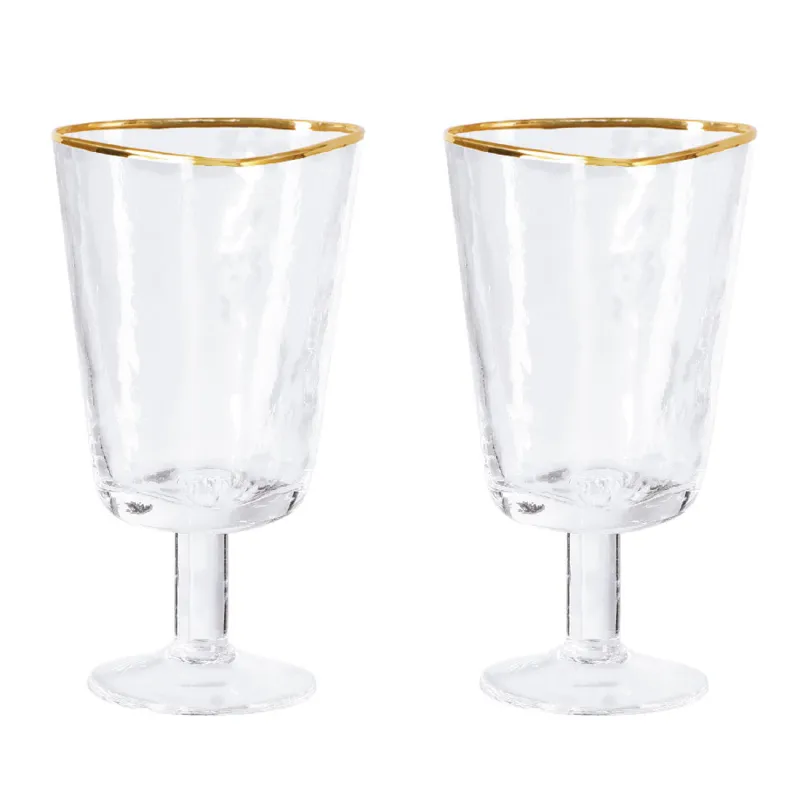 Drinking glass, 380 ml, 2 pcs, glass, golden edging, Triangle Gold, image-0