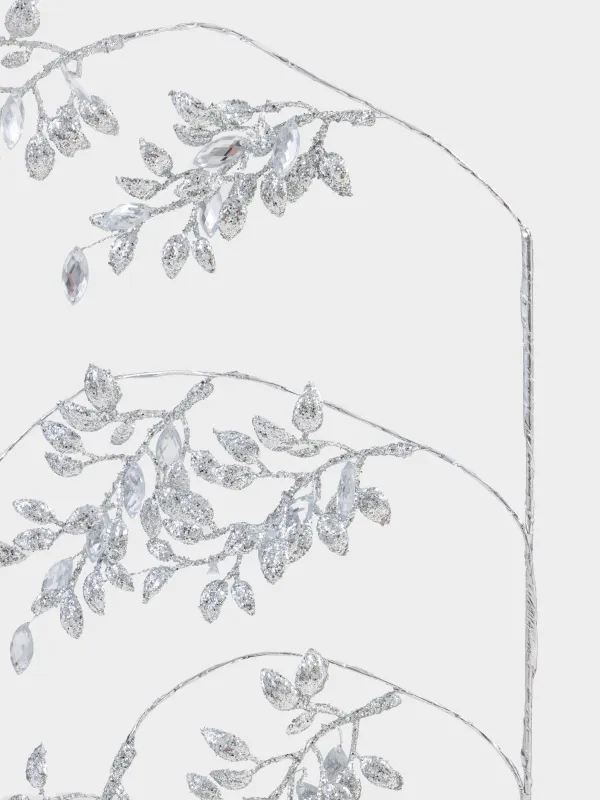 Decorative branch, 65 cm, acrylic / metal, Silver crystals, Crystal decor, image-3