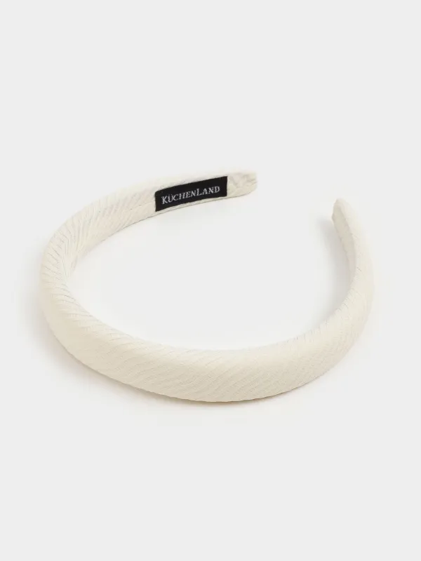 Hair band, 14x16 cm, Polyester / plastic, Beige, Lines, Basic, image-2
