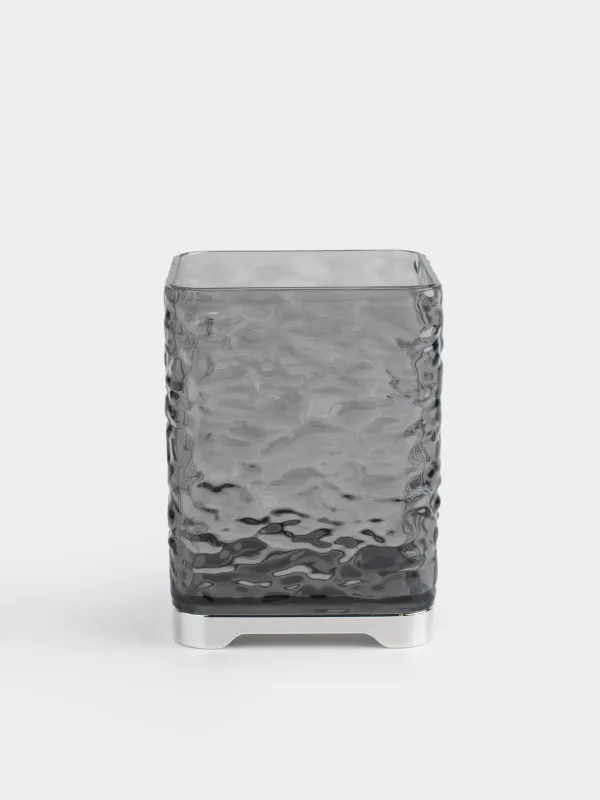 Bathroom tumbler, 10 cm, plastic, grey, Renaissance clear, image-0