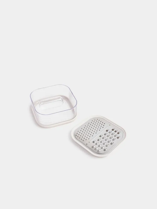 Grater, 14x14 cm, with container, steel/plastic, dairy, Soft kitchen, image-2