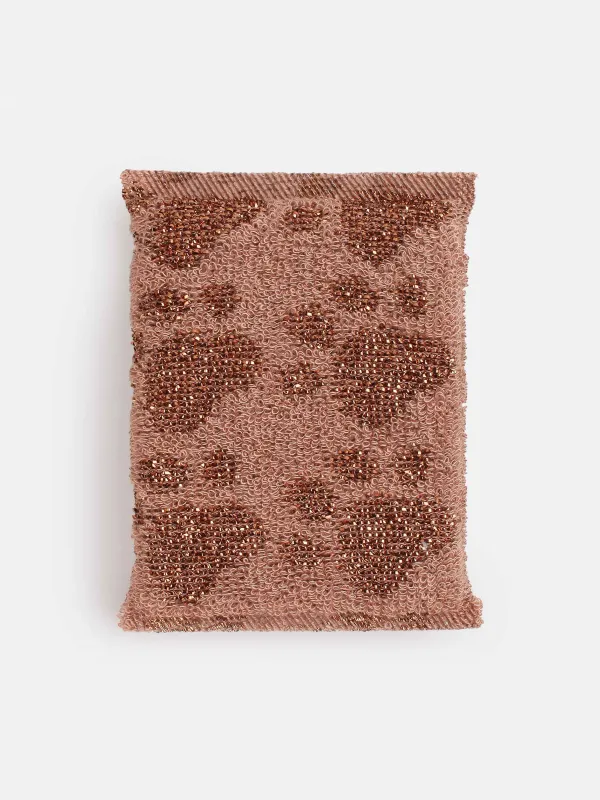 Sponge for washing dishes, 12x9 cm, double-stranded, polyester / foam rubber, bronze, Feet, Clean, image-2