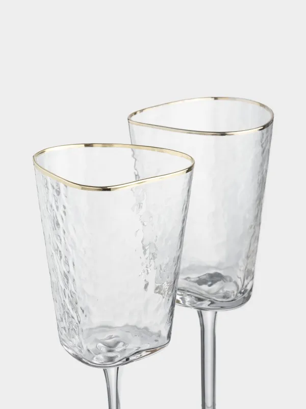 Drinking glass, 300 ml, 2 pcs, glass, with golden edging, Triangle Gold, image-4