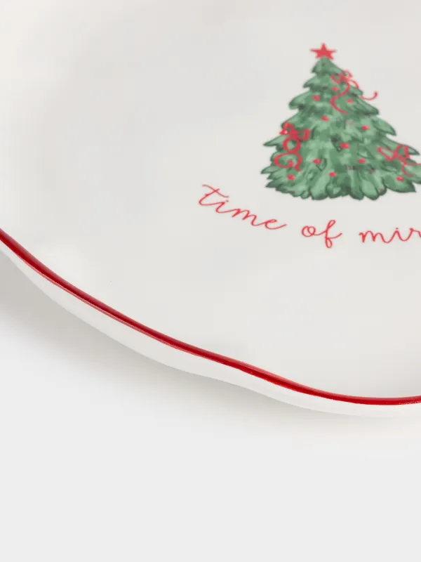 Dinner plate, 26 cm, ceramic, Christmas tree with bows, Christmas tree, image-4